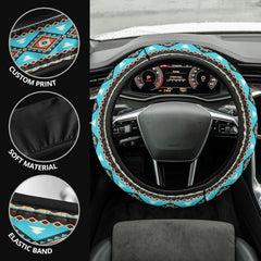 GB-NAT00319 Tribal Line Shapes Ethnic Patter  Steering Wheel Cover