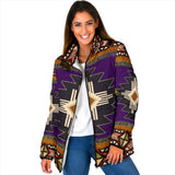 GB-NAT0001-04 Southwest Purple Symbol Native  Women's Padded Jacket