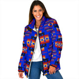 GB-NAT00046-06  Dark Blue Native Tribes Pattern Women's Padded Jacket