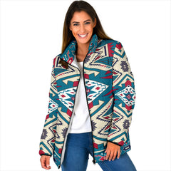 Powwow Storegb nat0003 blue pink pattern womens padded jacket