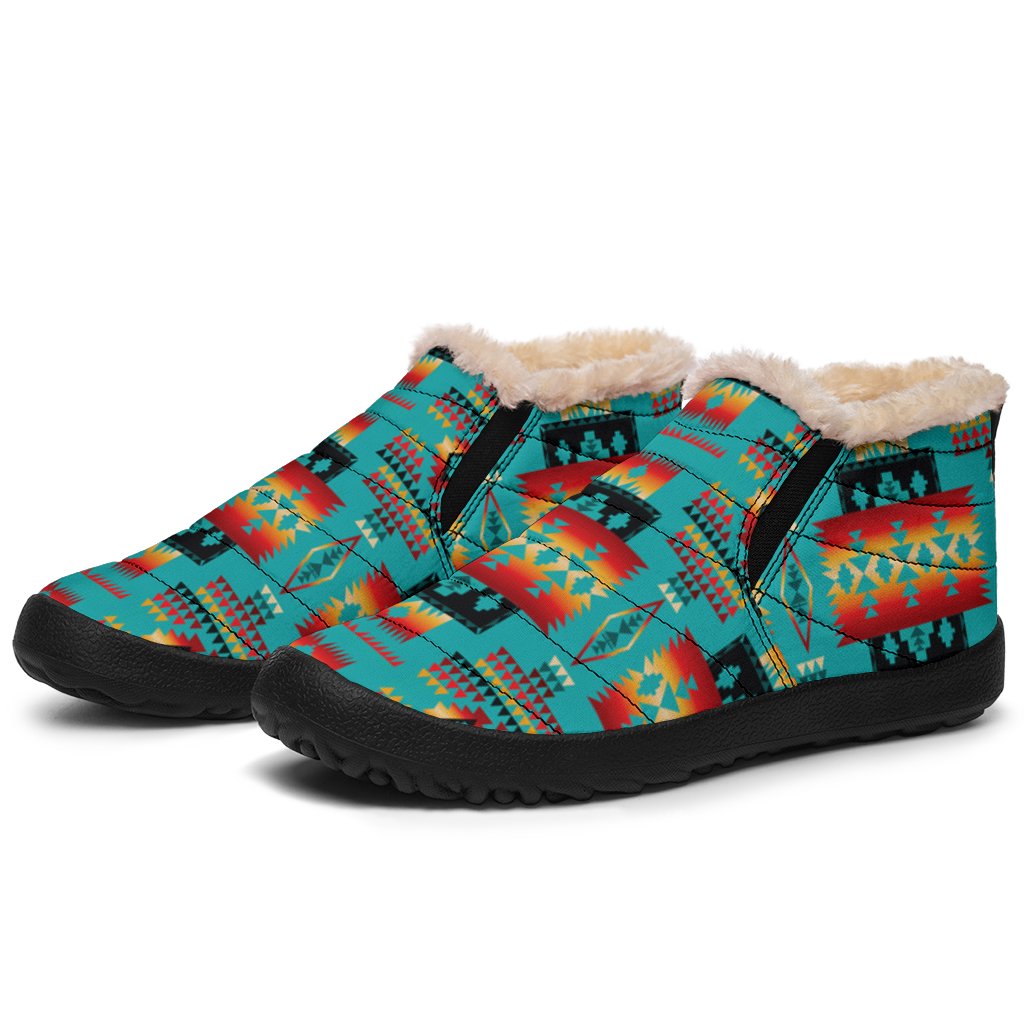 Blue Native Tribes Pattern Native American Winter Sneakers - Powwow Store