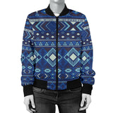 GB-NAT00407 Navy Pattern Native Women's Bomber Jacket