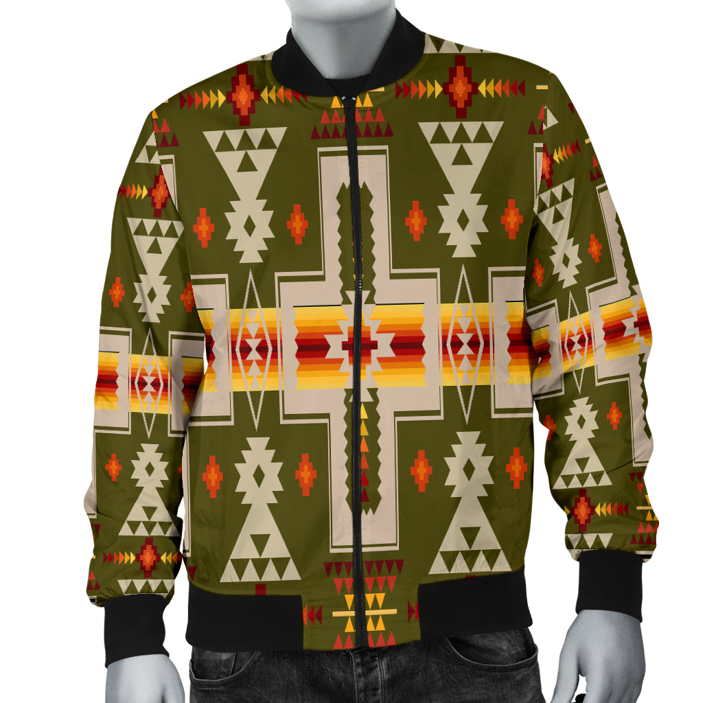 Powwow Store gb nat00062 12 dark green tribe design native mens bomber jacket