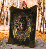 Powwow Store gb nat00020 02 wolf warrior dreamcatcher native american blanket