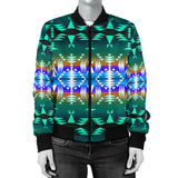 GB-NAT00654 Pattern Blue Native  Women's Bomber Jacket