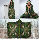 Native Amrican Mandala Pattern Green Hooded Blanket