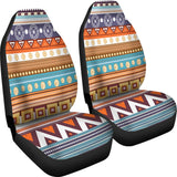 White Geometric Pattern Native American Car Seat Covers