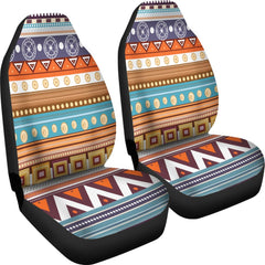 White Geometric Pattern Native American Car Seat Covers - Powwow Store