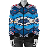 Powwow Storegb nat00542 blue pattern american womens bomber jacket