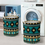 GB-NAT00509 Green Ethnic Aztec Pattern Laundry Basket