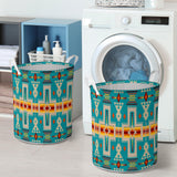 GB-NAT00062-05 Turquoise Tribe Design Laundry Basket