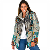 Powwow Storegb nat00069b blue mandala wolf womens padded jacket