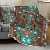 Powwow Storegb nat00538 blue pattern brown pillow blanket