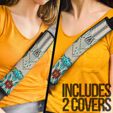 GB-NAT00069 Turquoise Blue Pattern  Seat Belt Cover