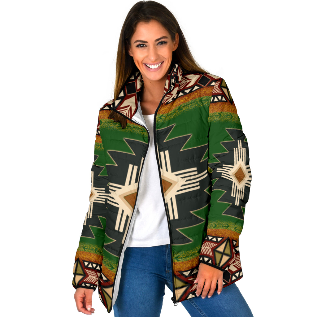 Powwow Storegb nat0001 southwest green symbol womens padded jacket