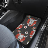 Bison Red Rose Native American Front Car Mats (Set Of 2) - ProudThunderbird