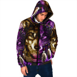 Powwow Storegb nat0005 dreamcatcher purple wolf mens padded hooded jacket