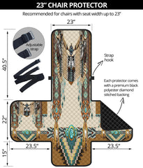 Brown Pattern Breastplate Native American 23" Chair Sofa Protector GB-NAT00059-23CH01 - Powwow Store