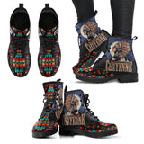 GB-NAT00046-02 Chief Black Native Tribes Pattern Native American Leather Boot