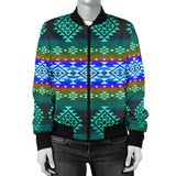 GB-NAT00680-02 Pattern Blue Native Women's Bomber Jacket