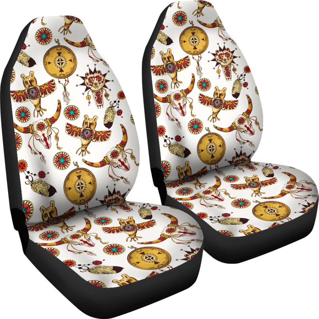Bison Owl Feather Native American Car Seat Covers - ProudThunderbird
