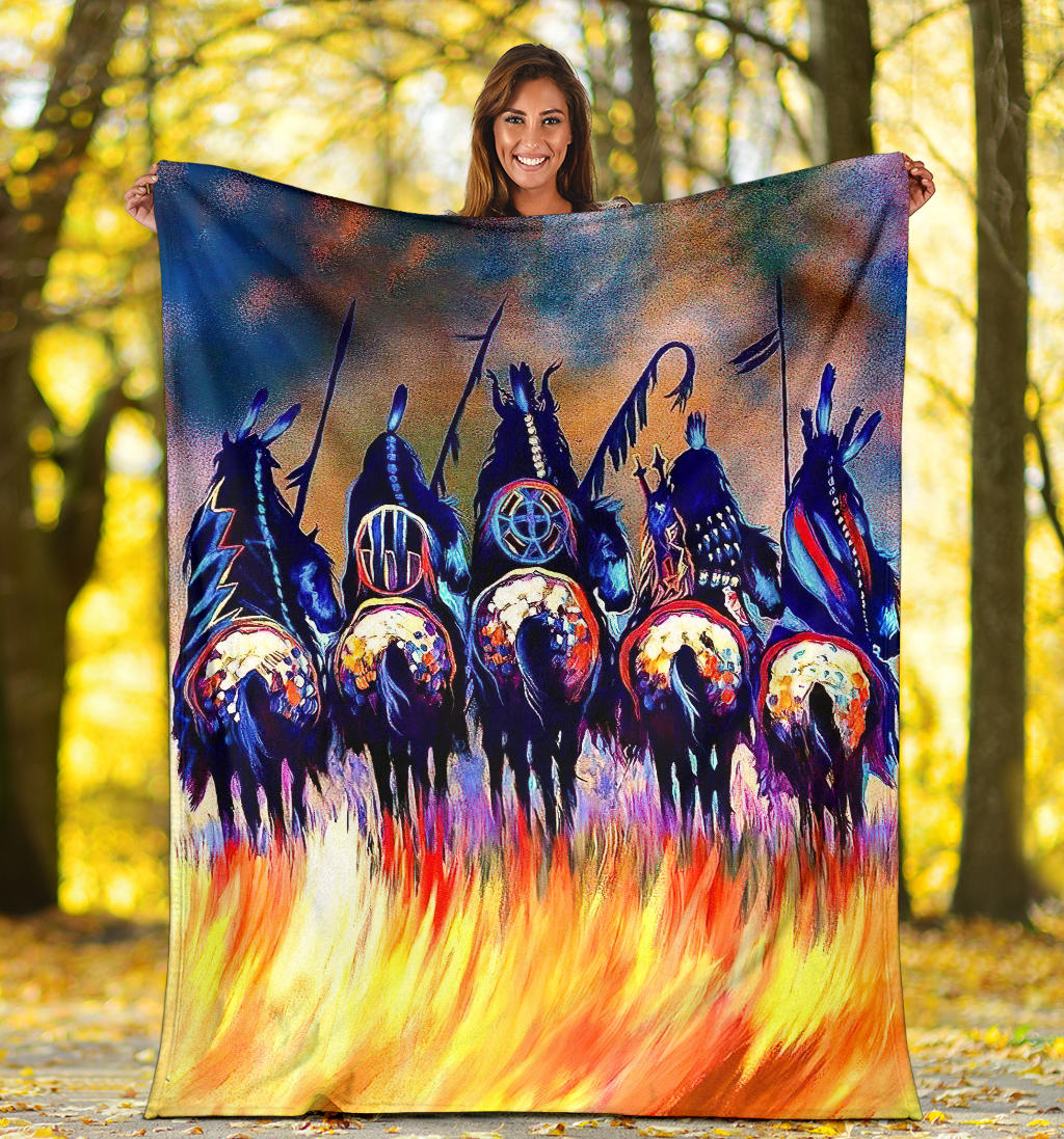 5 Warriors Native American Blanket GB-NAT00013-BLAN01 - Powwow Store
