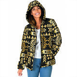 Powwow Storegb nat00566 seamless yellow pattern womens padded hooded jacket