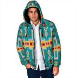 GB-NAT00062-05 Turquoise Tribe Men's Padded Hooded Jacket