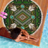 Mandala Green Native American Pride Beach Blanket - Powwow Store