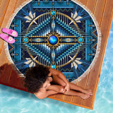 Mandala Blue Native American Pride Beach Blanket