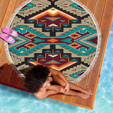 Tribe Blue Pattern Native American Pride Beach Blanket