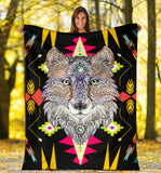 Powwow Store gb nat00345 wolf full color pattern blanket