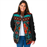 Powwow Storegb nat00112 dark brown red pattern womens padded jacket new