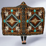 Native American Mandala Pattern Brown Hooded Blanket