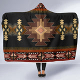 GB-NAT00139 Brown Geometric Native Hooded Blanket