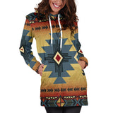 Blue Diamond Triangles Native American Hoodie Dress