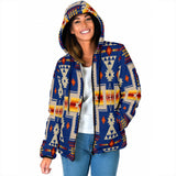 Powwow Storegb nat00062 04 navy tribe womens padded hooded jacket new