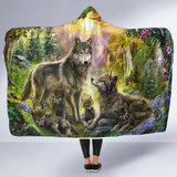 Powwow Store gb nat00398 wolf happiness family in the spring forest hooded blanket