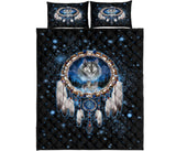 Galaxy Dreamcatcher Wolf Native American Quilt Bed Set - Powwow Store