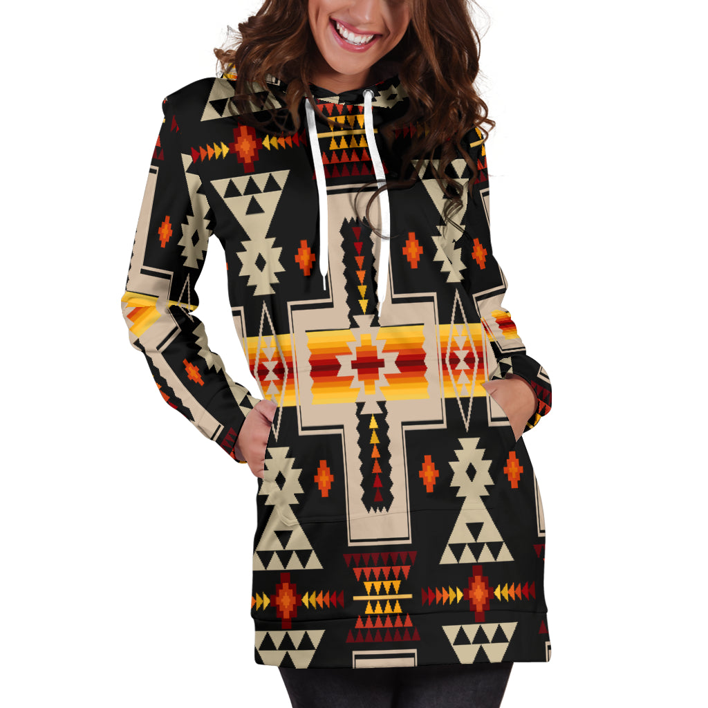 Powwow Store gb nat00062 01 black tribe design native american hoodie dress