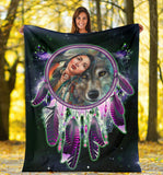 Powwow Store gb nat00394 native girl wolf blanket