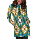 Turquoise Blue Color Native Ameican Hoodie Dress