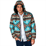 GB-NAT00319 Line Shapes Ethnic Pattern  Men's Padded Hooded Jacket