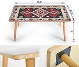 Ethnic Red Gray Pattern Native American Rectangular Coffee Table - Powwow Store