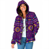 GB-NAT00549-02 Light Purple Women's Padded Hooded Jacket