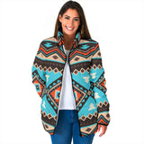 GB-NAT00319 Line Shapes Ethnic Pattern Women's Padded Jacket