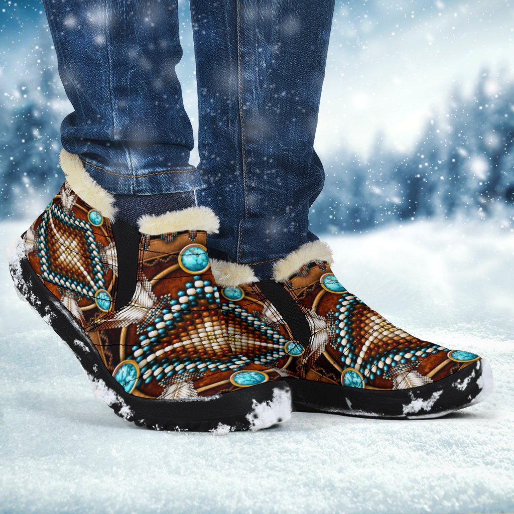 Naumaddic Arts Brown Native American Winter Sneakers - Powwow Store