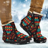 GB-NAT00046-02 Black Native Tribes Pattern Native American  Cozy Winter Boots