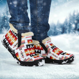 White Native Tribes Pattern Native American Winter Sneakers - Powwow Store