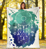 Powwow Store gb nat00376 blue green dream catcher blanket